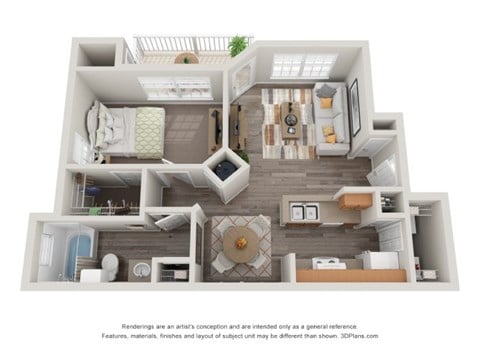 Floor plan for 1 bed, 1 bath, 811 sqft